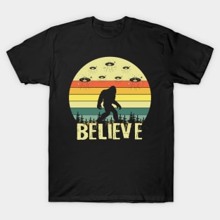 Retro Believe in Bigfoot T-Shirt